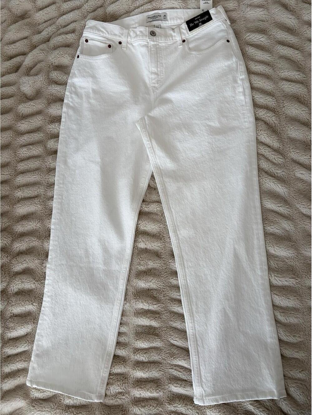 Abercrombie & Fitch Ultra Loose Curve Love White Straight Leg Jeans sz 30 NWT